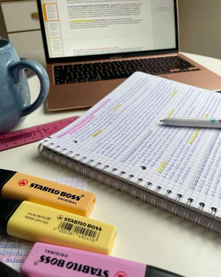 Cahier de droit annoté utilisé pour construire un raisonnement